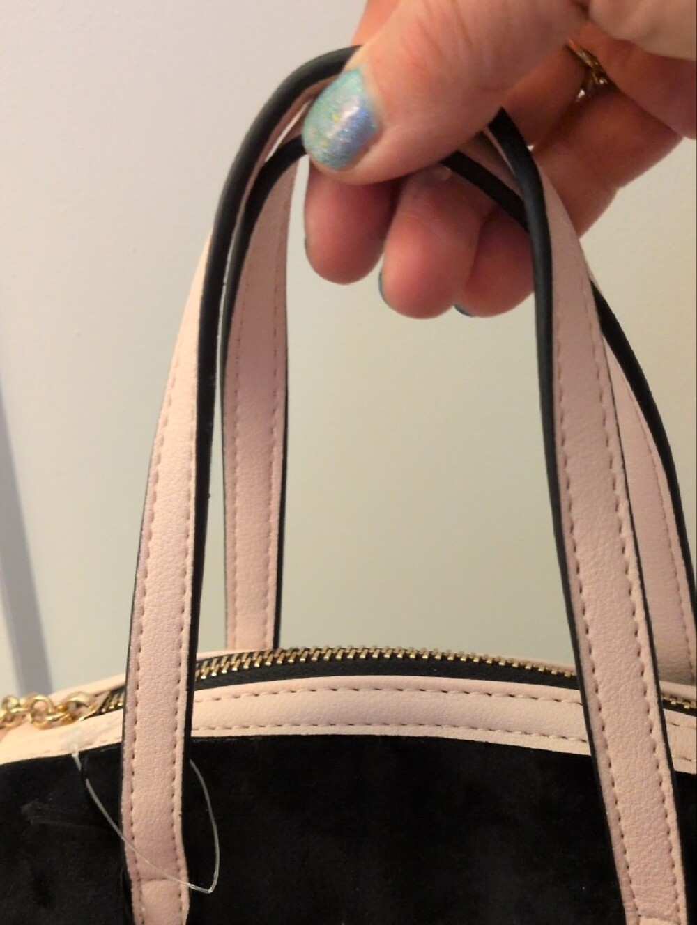 Juicy Couture Black and Pale Pink Velvet Satchel - Picture 10 of 14